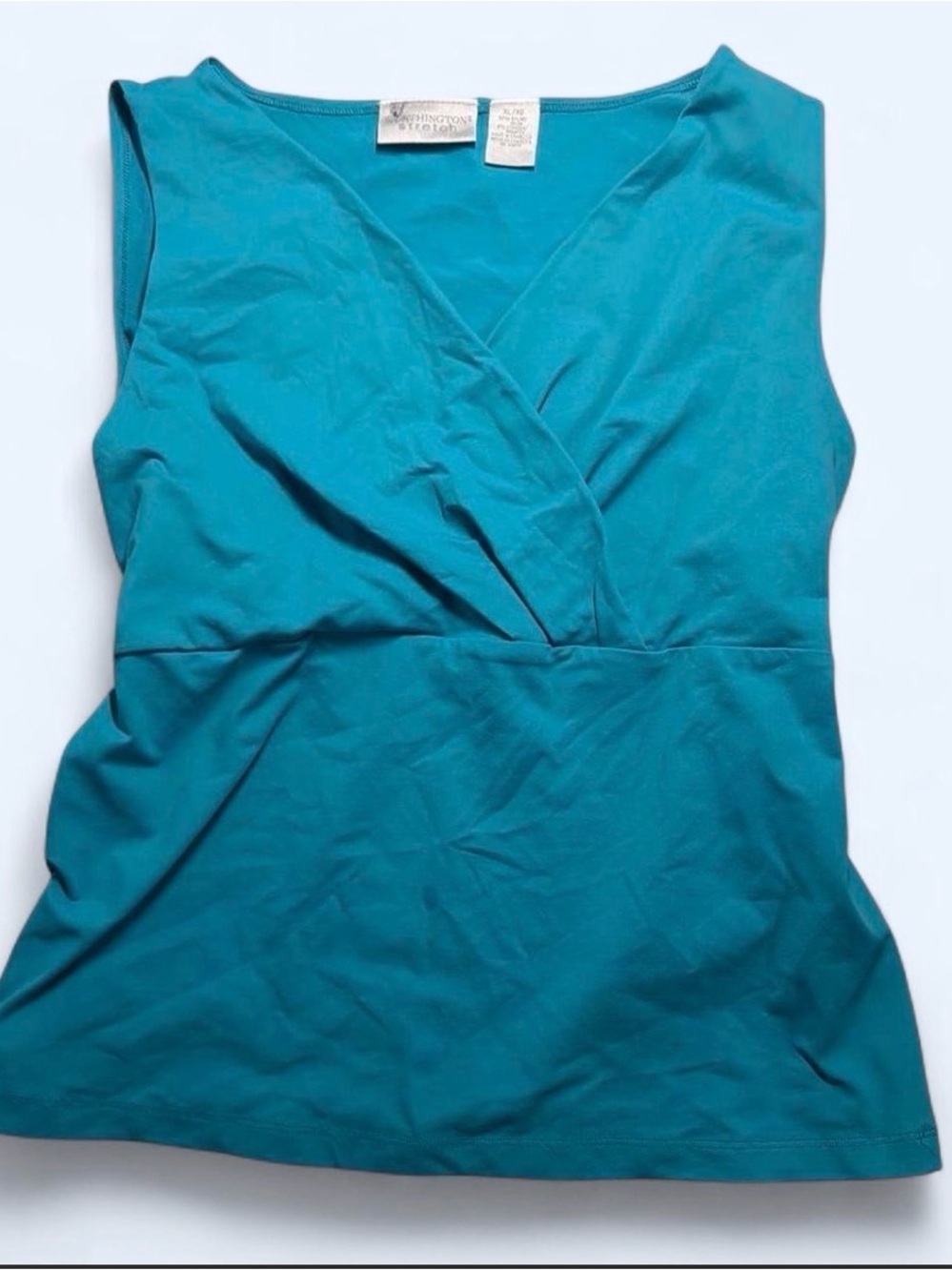 Worthington Teal Sleeveless Wrap-Front Tank Top